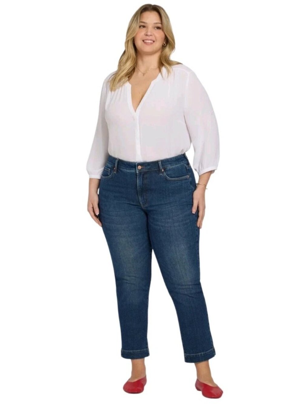 NYDJ Womens Jeans Size 22W Blue Sunset Villa Sheri Slim Split Ankle New